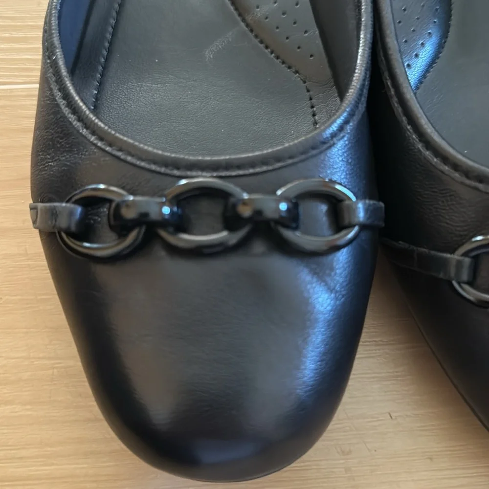 EASY SPIRIT WOMENS BLACK LEATHER BRANDI SLIP ON CASUAL SHOE LIGHTWEIGHT SIZE 8.5